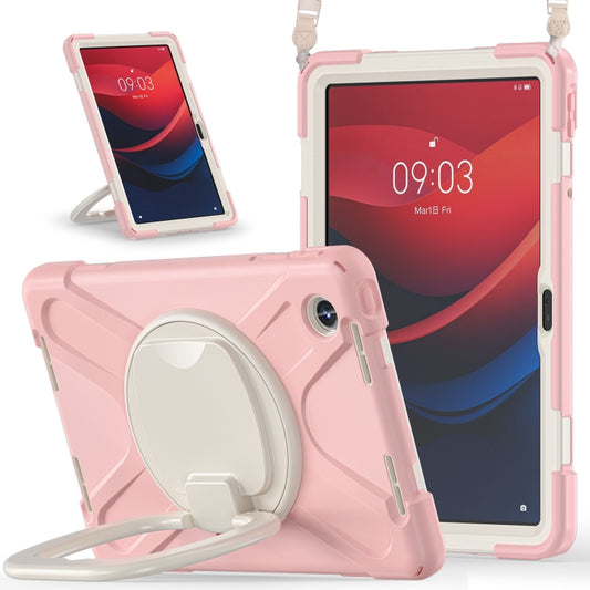 For Lenovo Tab M11 /Xiaomi Pad 11 2024 Silicone Hybrid PC Tablet Case with Holder & Shoulder Strap(Pink) by buy2fix