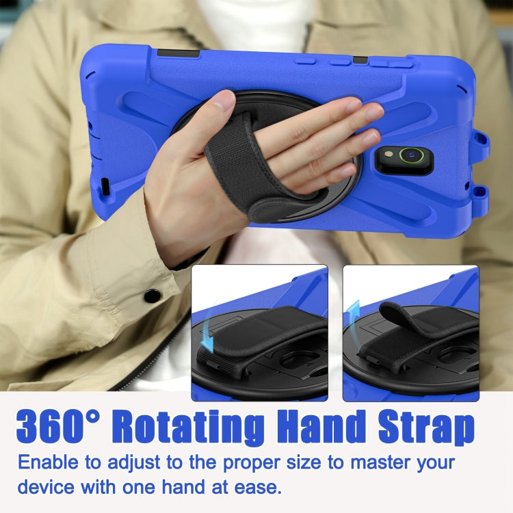 For Samsung Galaxy Tab Active5 X300 Rotary Grip Silicone Hybrid PC Tablet Case with Shoulder Strap(Blue) by buy2fix