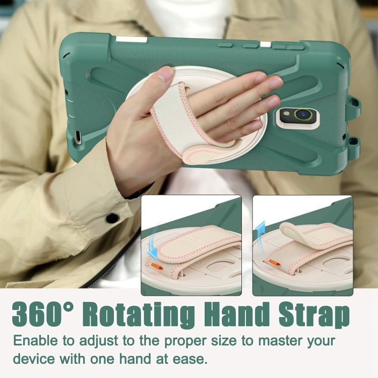For Samsung Galaxy Tab Active5 X300 Rotary Grip Silicone Hybrid PC Tablet Case with Shoulder Strap(Emerald Green) by buy2fix