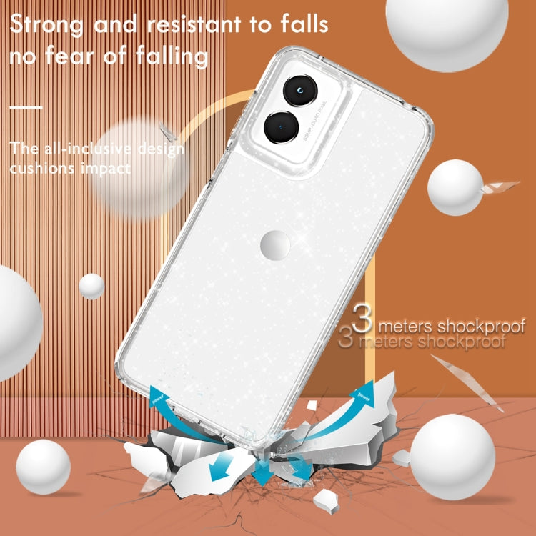 For Motorola Moto G Play 4G 2024 Terminator Style Shockproof Phone Case(Glitter White) by buy2fix