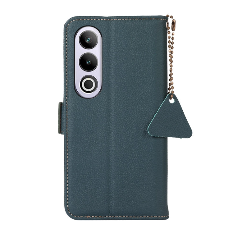 For OnePlus CE4 5G Global Side-Magnetic TJ Genuine Leather RFID Phone Case(Green) - OnePlus Cases by buy2fix | Online Shopping UK | buy2fix
