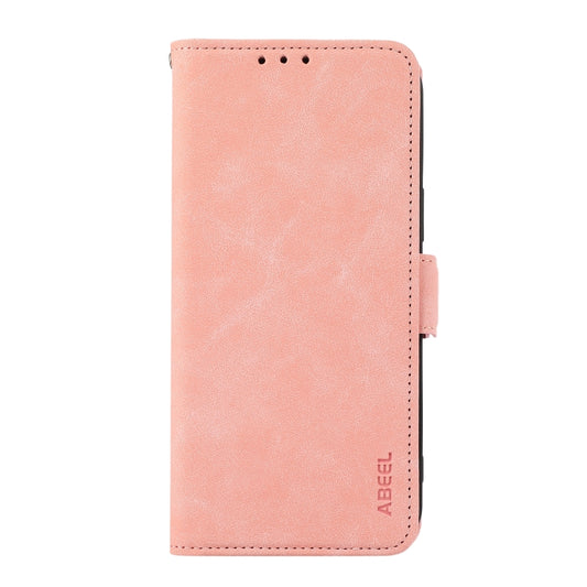 For iPhone 16 Plus ABEEL Frosted Magnetic RFID Leather Phone Case(Pink) by buy2fix