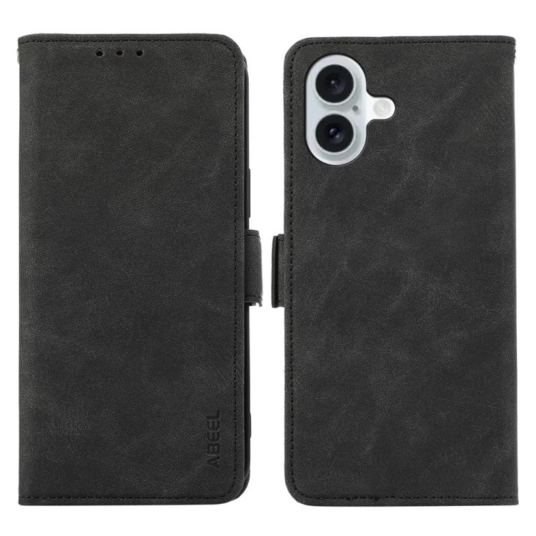 For iPhone 17 ABEEL Frosted Magnetic RFID Leather Phone Case(Black) - iPhone 17 Cases by buy2fix | Online Shopping UK | buy2fix