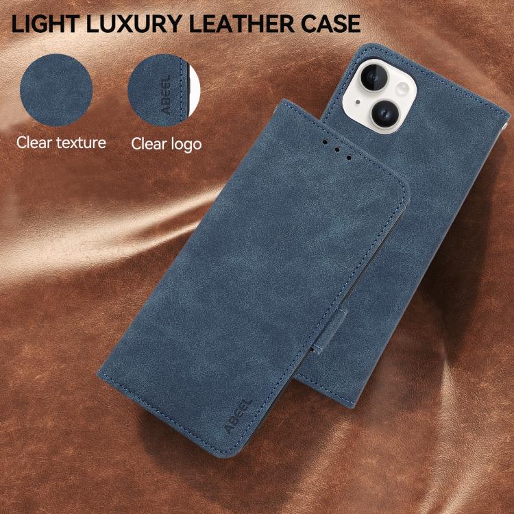 For iPhone 17 Air ABEEL Frosted Magnetic RFID Leather Phone Case(Blue) - iPhone 17 Air Cases by buy2fix | Online Shopping UK | buy2fix