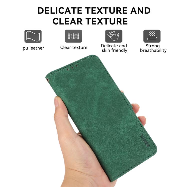 For iPhone 17 Air ABEEL Frosted Magnetic RFID Leather Phone Case(Green) - iPhone 17 Air Cases by buy2fix | Online Shopping UK | buy2fix