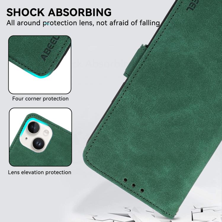 For iPhone 17 Air ABEEL Frosted Magnetic RFID Leather Phone Case(Green) - iPhone 17 Air Cases by buy2fix | Online Shopping UK | buy2fix