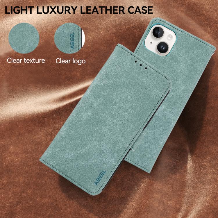 For iPhone 17 Air ABEEL Frosted Magnetic RFID Leather Phone Case(Cyan) - iPhone 17 Air Cases by buy2fix | Online Shopping UK | buy2fix