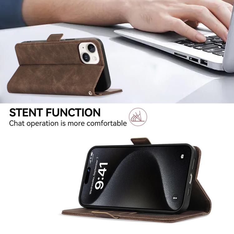 For iPhone 17 Pro ABEEL Frosted Magnetic RFID Leather Phone Case(Brown) - iPhone 17 Pro Cases by buy2fix | Online Shopping UK | buy2fix