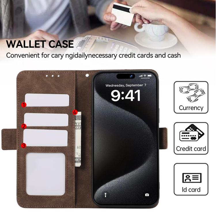 For iPhone 17 Pro ABEEL Frosted Magnetic RFID Leather Phone Case(Brown) - iPhone 17 Pro Cases by buy2fix | Online Shopping UK | buy2fix