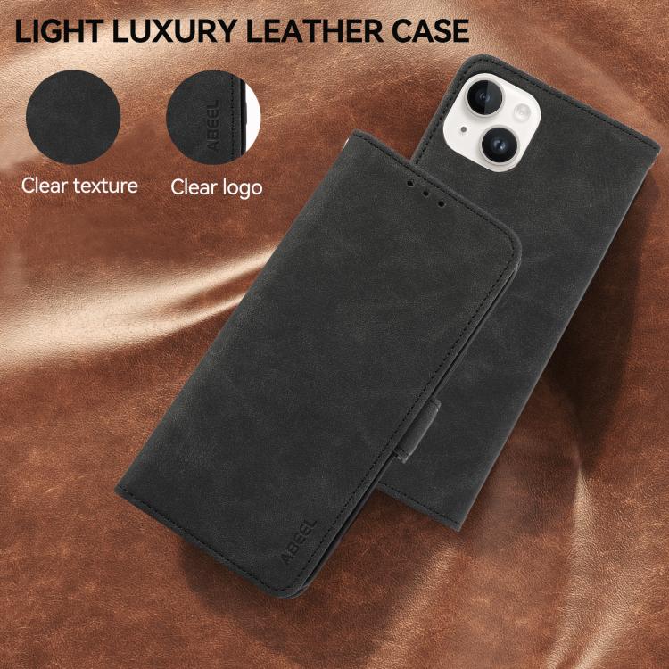 For iPhone 17 Pro Max ABEEL Frosted Magnetic RFID Leather Phone Case(Black) - iPhone 17 Pro Max Cases by buy2fix | Online Shopping UK | buy2fix