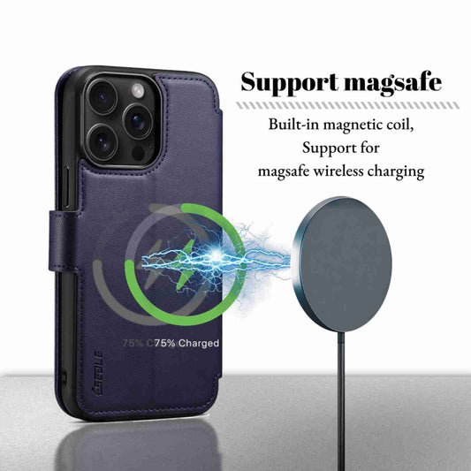 For iPhone 15 Pro Max ESEBLE E1 Nappa Texture MagSafe Holder Leather Phone Case(Dark Blue) by ESEBLE
