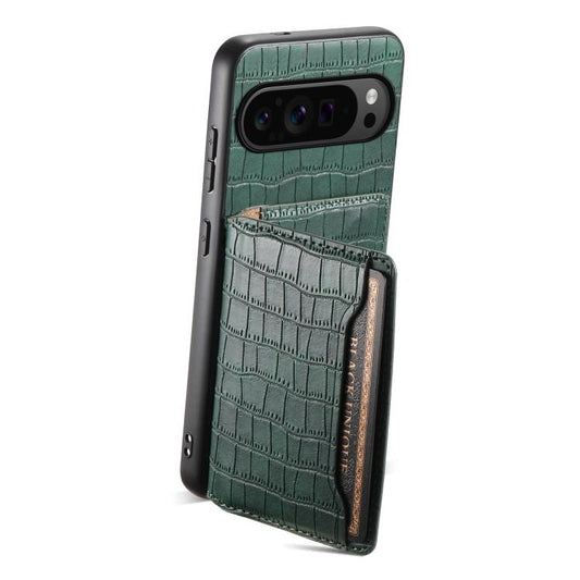 For Google Pixel 10 Pro / 10 Crocodile Texture Card Bag Design Full Coverage Phone Case(Green) - Google Cases by buy2fix | Online Shopping UK | buy2fix