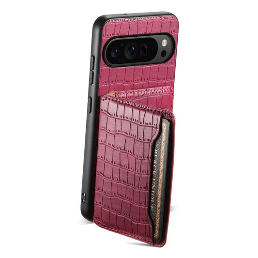 For Google Pixel 10 Pro / 10 Crocodile Texture Card Bag Design Full Coverage Phone Case(Red) - Google Cases by buy2fix | Online Shopping UK | buy2fix