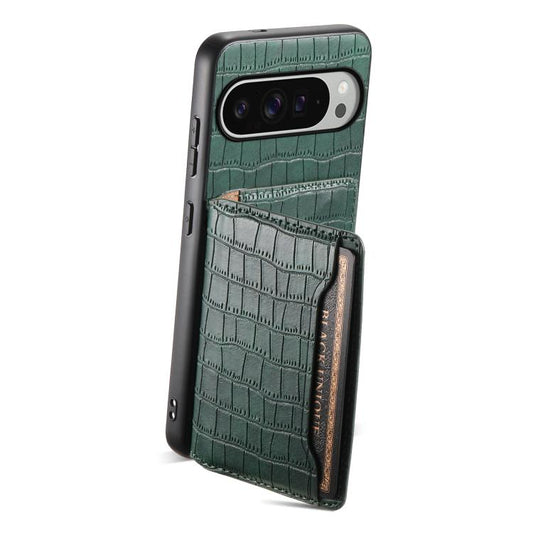 For Google Pixel 10 Pro XL Crocodile Texture Card Bag Design Full Coverage Phone Case(Green) - Google Cases by buy2fix | Online Shopping UK | buy2fix