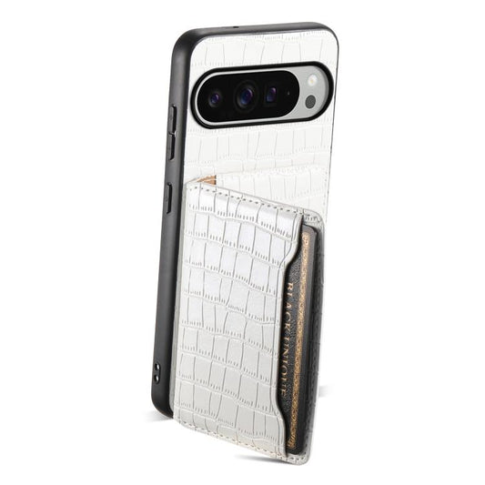 For Google Pixel 10 Pro XL Crocodile Texture Card Bag Design Full Coverage Phone Case(White) - Google Cases by buy2fix | Online Shopping UK | buy2fix
