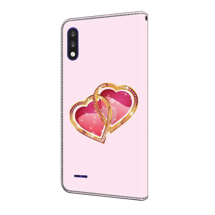 For LG K22/K22 + Crystal Painted Leather Phone case(Love Peach) - LG Cases by buy2fix | Online Shopping UK | buy2fix