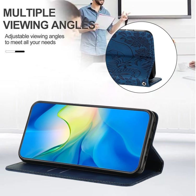 For iPhone 16 Pro Max Retro Elephant Embossed Leather Phone Case(Blue) by buy2fix