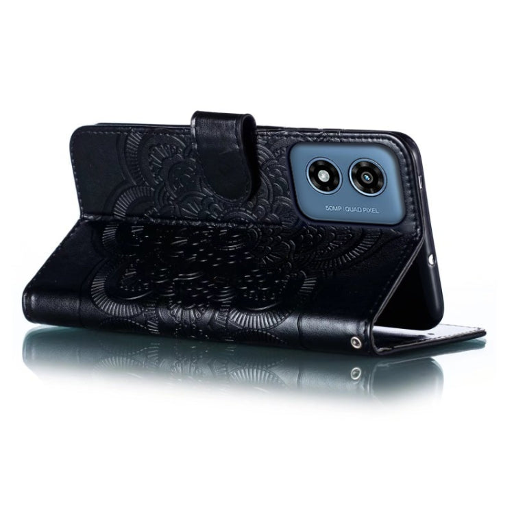 For Motorola Moto G Play 2024 Sun Mandala Embossing Pattern Phone Leather Case(Black) by buy2fix