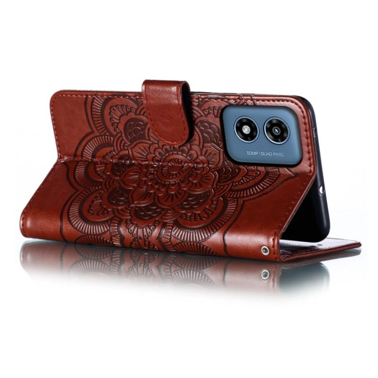 For Motorola Moto G Play 2024 Sun Mandala Embossing Pattern Phone Leather Case(Brown) by buy2fix