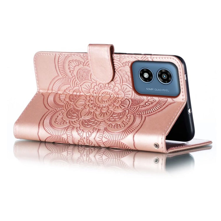 For Motorola Moto G Play 2024 Sun Mandala Embossing Pattern Phone Leather Case(Rose Gold) by buy2fix
