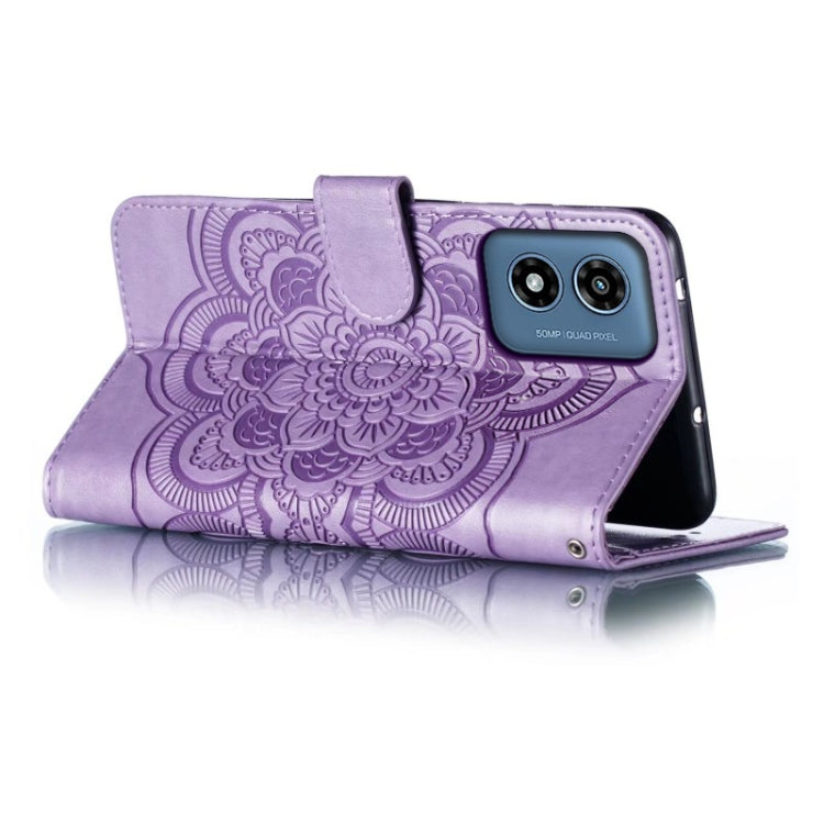 For Motorola Moto G Play 2024 Sun Mandala Embossing Pattern Phone Leather Case(Purple) by buy2fix