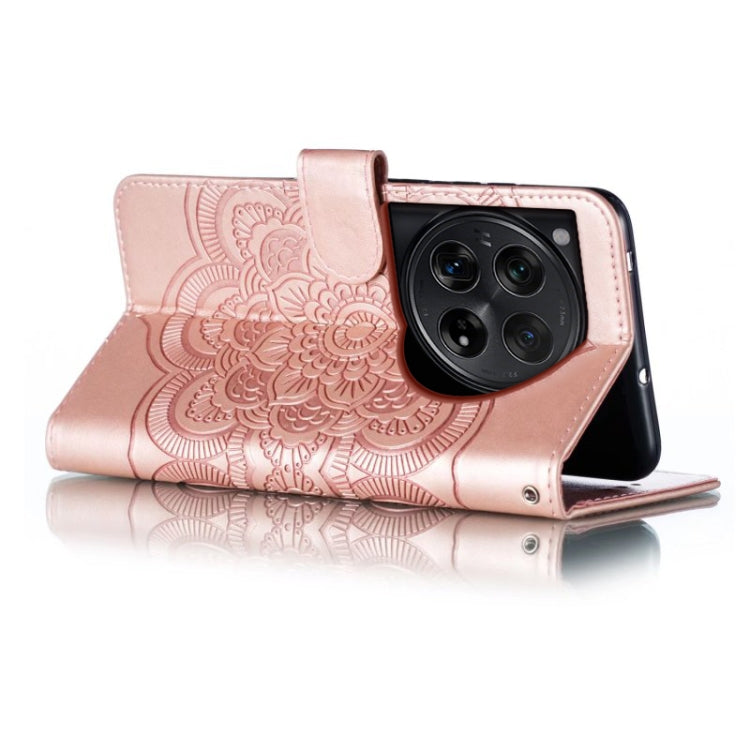 For OnePlus 12 Sun Mandala Embossing Pattern Phone Leather Case(Rose Gold) by buy2fix