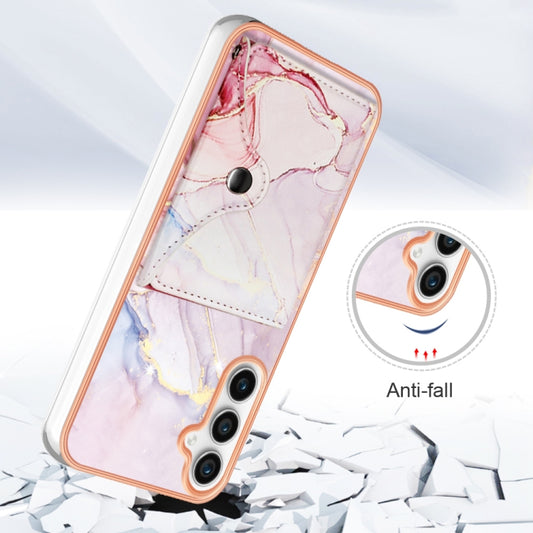 For Samsung Galaxy S23 FE 5G Marble Pattern IMD Card Slot Phone Case(Rose Gold) by buy2fix