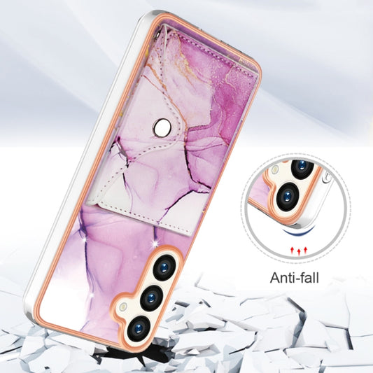 For Samsung Galaxy S24+ 5G Marble Pattern IMD Card Slot Phone Case(Pink Purple Gold) by buy2fix