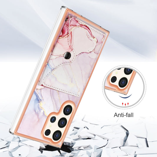 For Samsung Galaxy S24 Ultra 5G Marble Pattern IMD Card Slot Phone Case(Rose Gold) - Galaxy S24 Ultra 5G Cases by buy2fix | Online Shopping UK | buy2fix