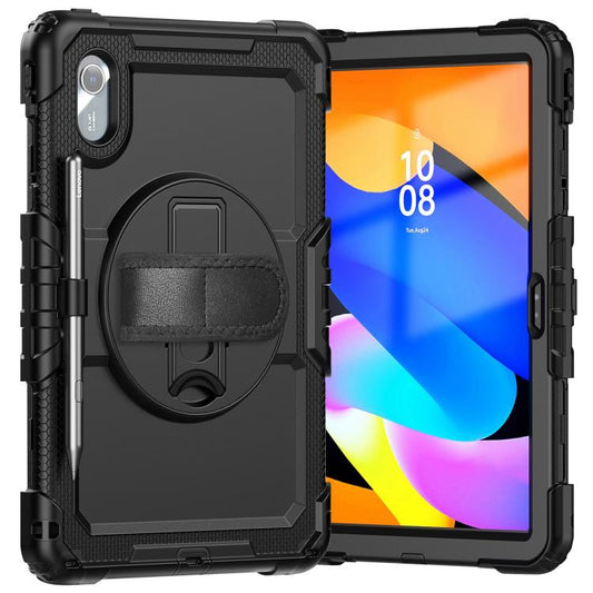 For Lenovo Xiaoxin Pad 2024 / 2025 Silicone Hybrid PC Tablet Case with Shoulder Strap(Black) by buy2fix