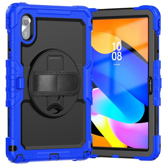 For Lenovo Xiaoxin Pad 2024 / 2025 Silicone Hybrid PC Tablet Case with Shoulder Strap(Dark Blue Black) by buy2fix