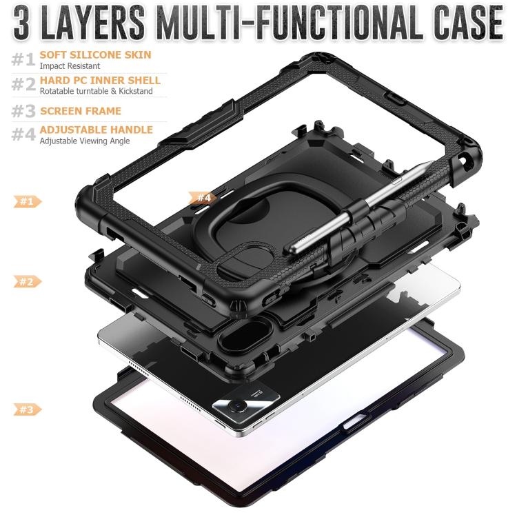 For Lenovo Xiaoxin Pad 2024 / 2025 Handle Silicone Hydric PC Tablet Case with Shoulder Strap(Black) - Lenovo by buy2fix | Online Shopping UK | buy2fix