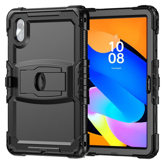 For Lenovo Xiaoxin Pad 11 2025 / 2024 Silicone Hydric PC Tablet Case with Shoulder Strap & Holder(Black) by buy2fix