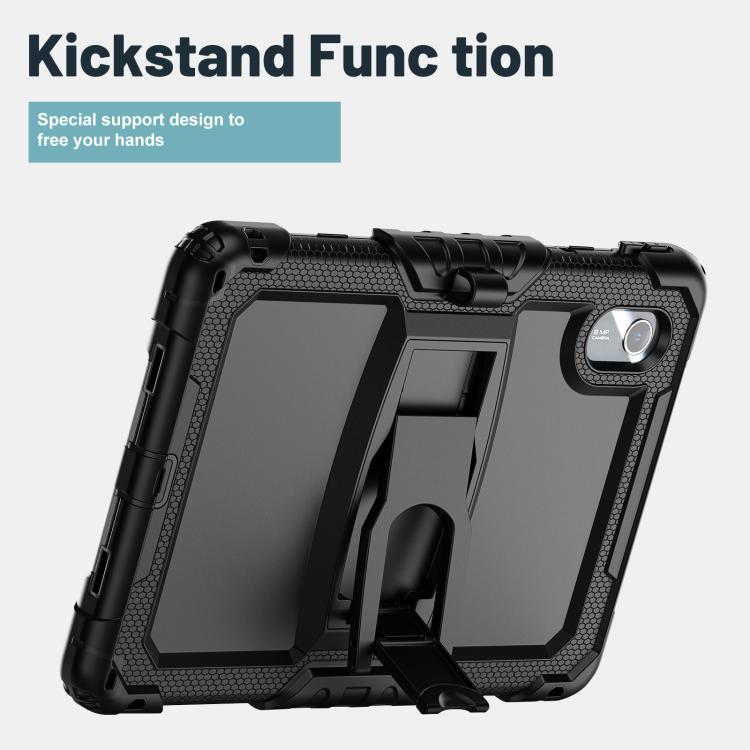 For Lenovo Xiaoxin Pad 11 2025 / 2024 Silicone Hydric PC Tablet Case with Shoulder Strap & Holder(Black) - Lenovo by buy2fix | Online Shopping UK | buy2fix