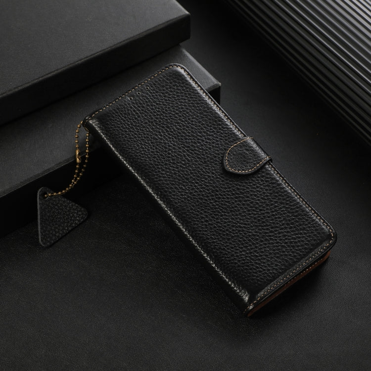 For OnePlus Nord CE4 5G / K12 5G Genuine Leather Litchi Texture RFID Leather Phone Case(Black) - OnePlus Cases by buy2fix | Online Shopping UK | buy2fix