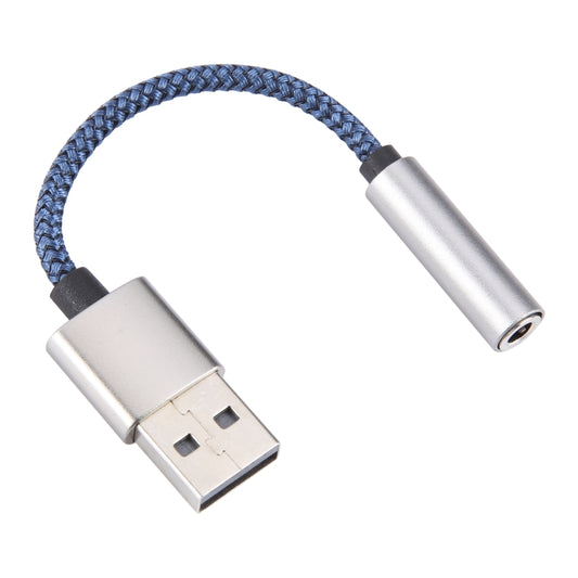 USB Male to 3.5mm Female Weave Texture Audio Adapter(Blue) by buy2fix
