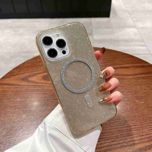 For iPhone 13 Pro Glitter MagSafe Magnetic TPU Phone Case(Gold) by buy2fix