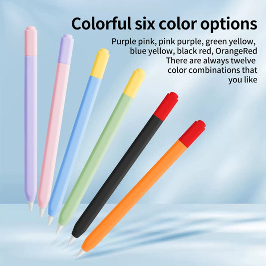 For Apple Pencil (USB-C) Double Cap Contrasting Color Silicone Protective Case(Black) by buy2fix