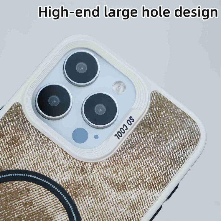 For iPhone 15 Contrast Color Denim MagSafe Magnetic Phone Case(Black) by buy2fix