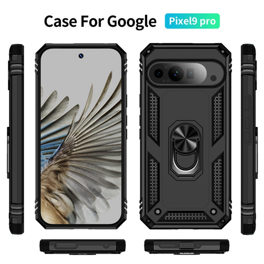 For Google Pixel 9 Pro XL Shockproof TPU + PC Phone Case with Holder(Black) by buy2fix