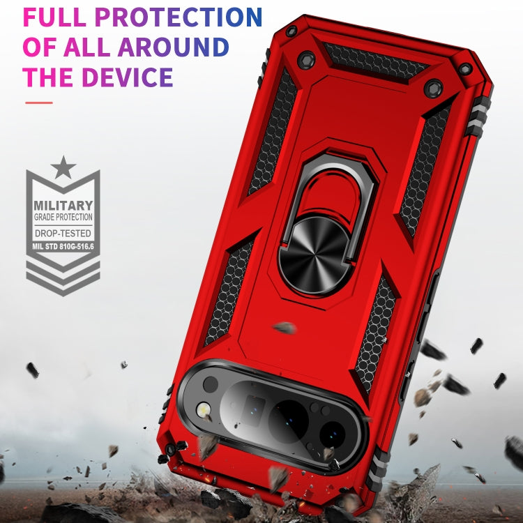 For Google Pixel 9 Pro / 9 Shockproof TPU + PC Phone Case with Holder(Red) by buy2fix