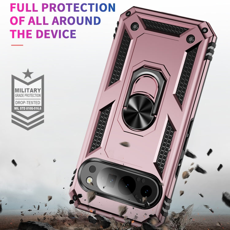 For Google Pixel 9 Pro / 9 Shockproof TPU + PC Phone Case with Holder(Rose Gold) by buy2fix