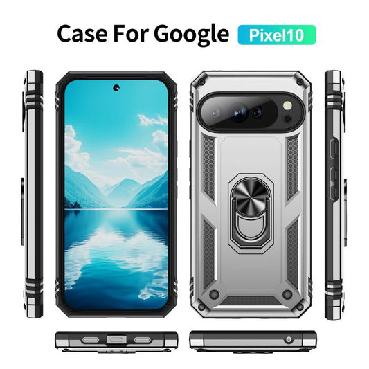 For Google Pixel 10 Shockproof TPU + PC Phone Case with Holder(Silver) - Google Cases by buy2fix | Online Shopping UK | buy2fix