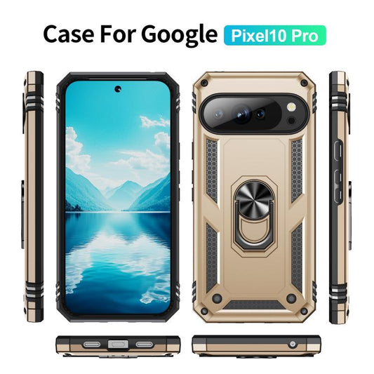 For Google Pixel 10 Pro Shockproof TPU + PC Phone Case with Holder(Gold) - Google Cases by buy2fix | Online Shopping UK | buy2fix