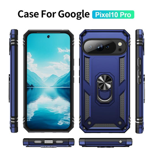 For Google Pixel 10 Pro Shockproof TPU + PC Phone Case with Holder(Blue) - Google Cases by buy2fix | Online Shopping UK | buy2fix