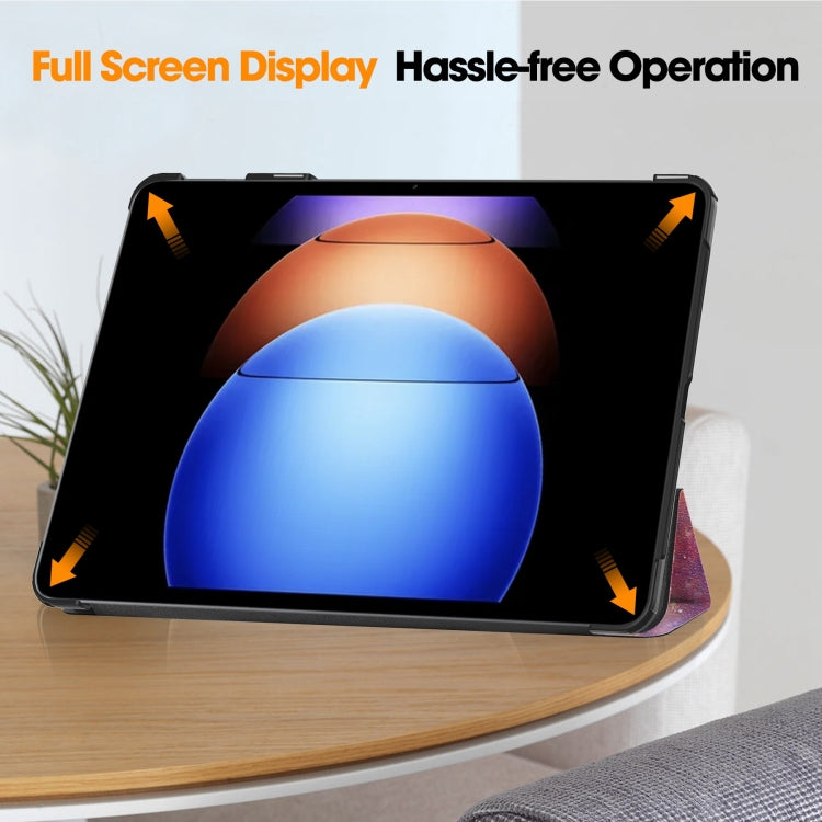 For Xiaomi Pad 6S Pro Custer Painted 3-Fold Holder Smart Leather Tablet Case(Milky Way Nebula) by buy2fix