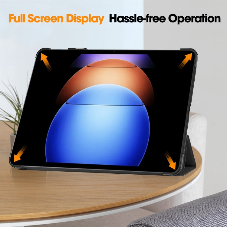 For Xiaomi Pad 6S Pro Custer Pure Color 3-Fold Holder Smart Leather Tablet Case(Black) by buy2fix