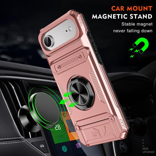 For iPhone Air TPU+PC Shockproof Card Phone Case with Metal Ring Holder(Rose Gold) - iPhone Air Cases by buy2fix | Online Shopping UK | buy2fix