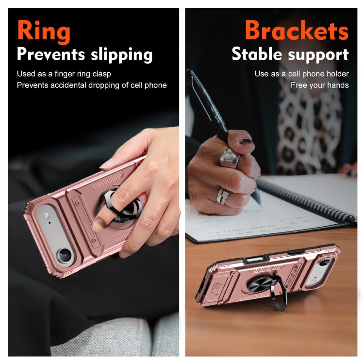 For iPhone Air TPU+PC Shockproof Card Phone Case with Metal Ring Holder(Rose Gold) - iPhone Air Cases by buy2fix | Online Shopping UK | buy2fix