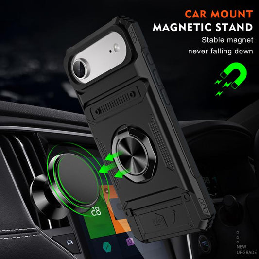 For iPhone Air TPU+PC Shockproof Card Phone Case with Metal Ring Holder(Black) - iPhone Air Cases by buy2fix | Online Shopping UK | buy2fix